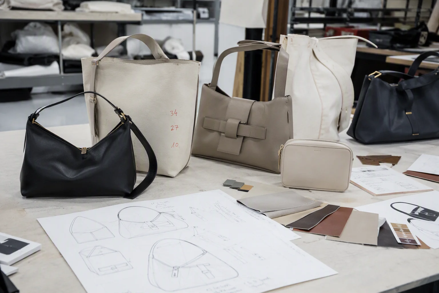 Bag prototype samples at different development stages