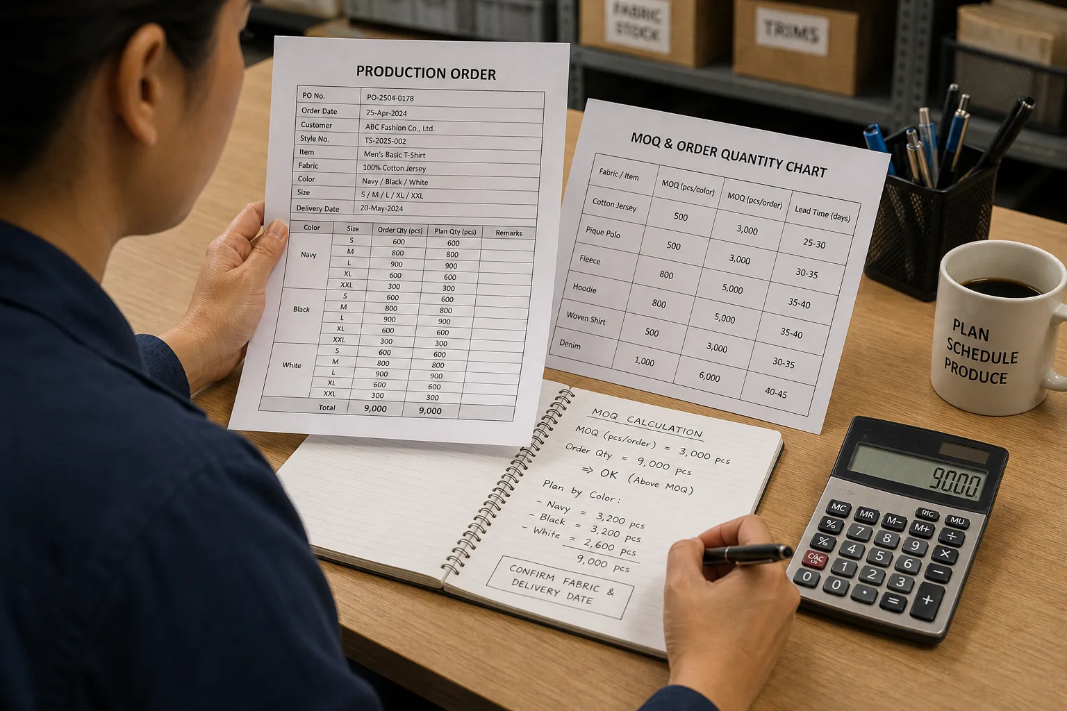 Planning order quantity and MOQ calculations