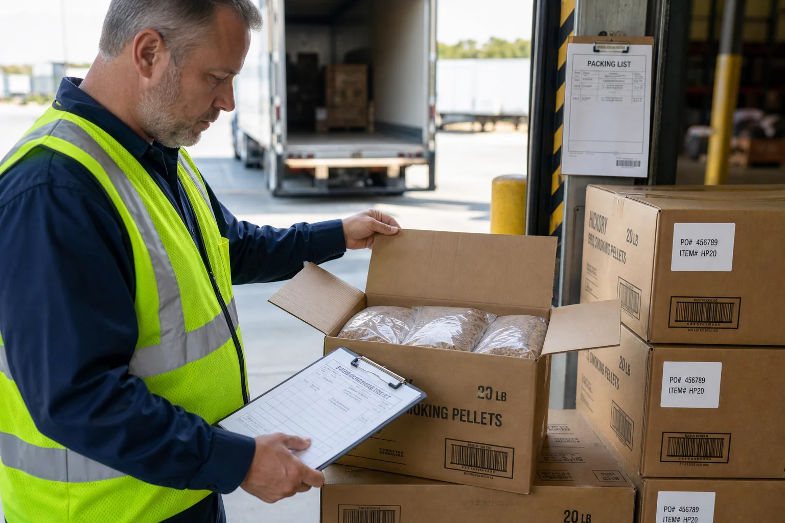 Checking cartons against packing list before shipping