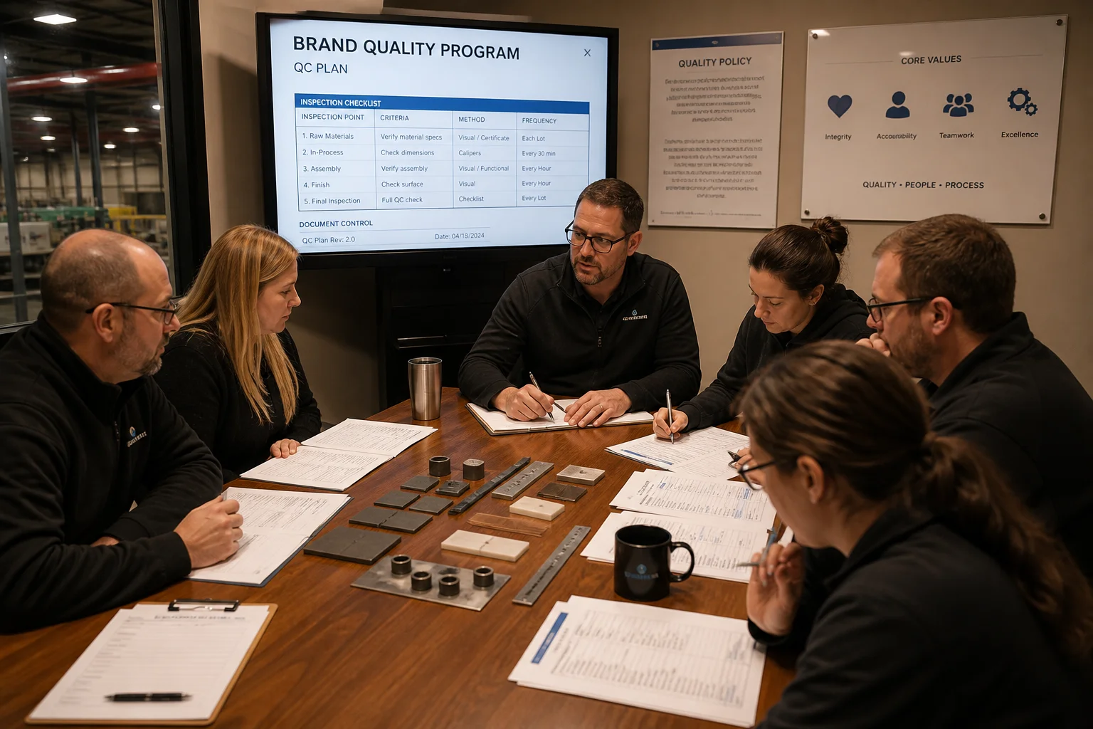 Quality control planning session for a bag brand