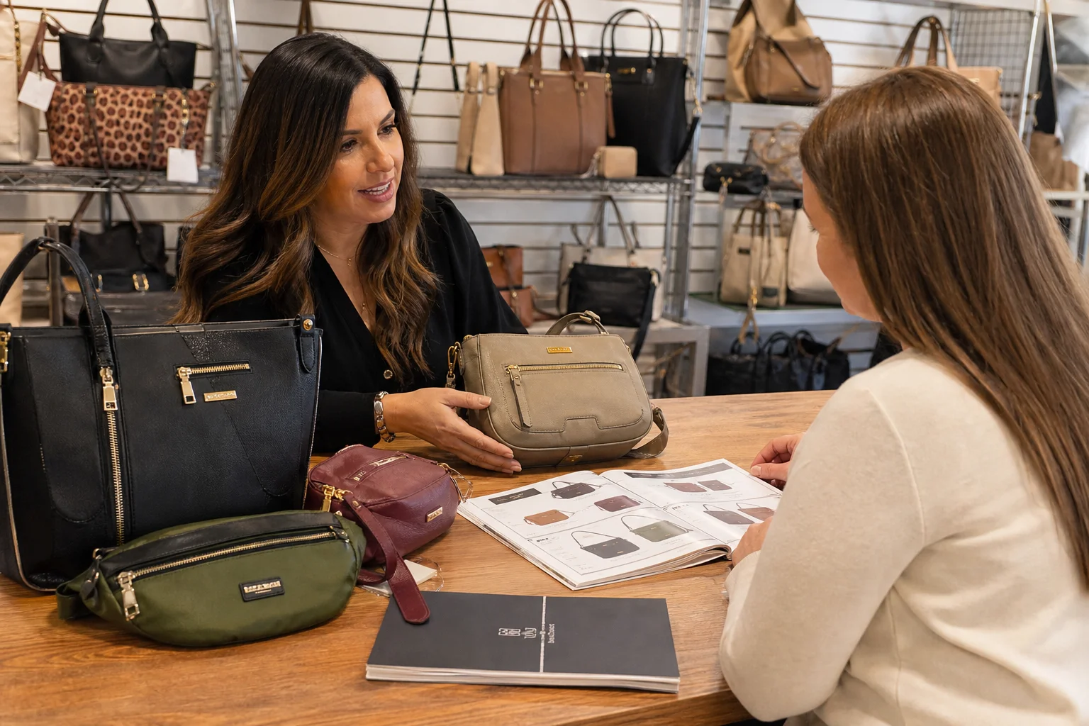 Sales pitch to a retail buyer at a wholesale showroom